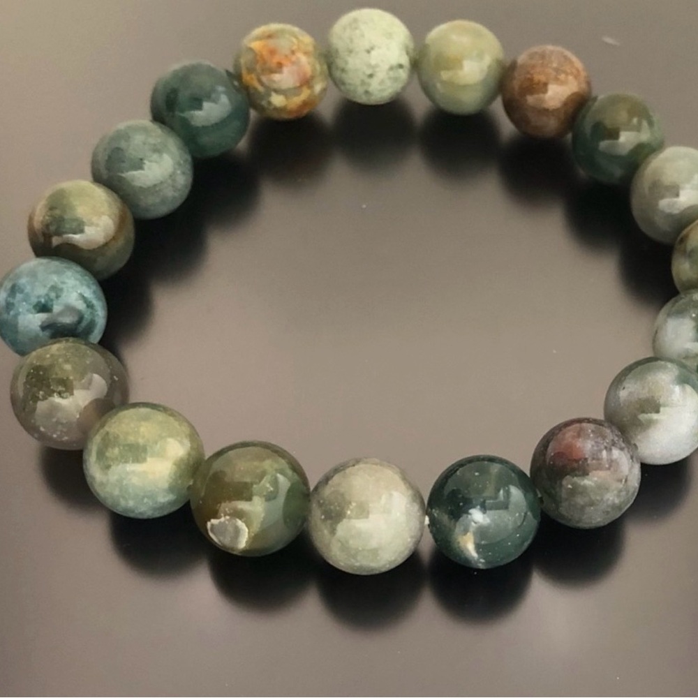 Elegant Indian Agate Green Beaded Bracelet
